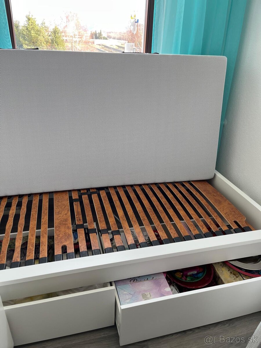 IKEA Malm posteľ 90 × 200 so zásuvkami + rošt Schlaraffia + - 2
