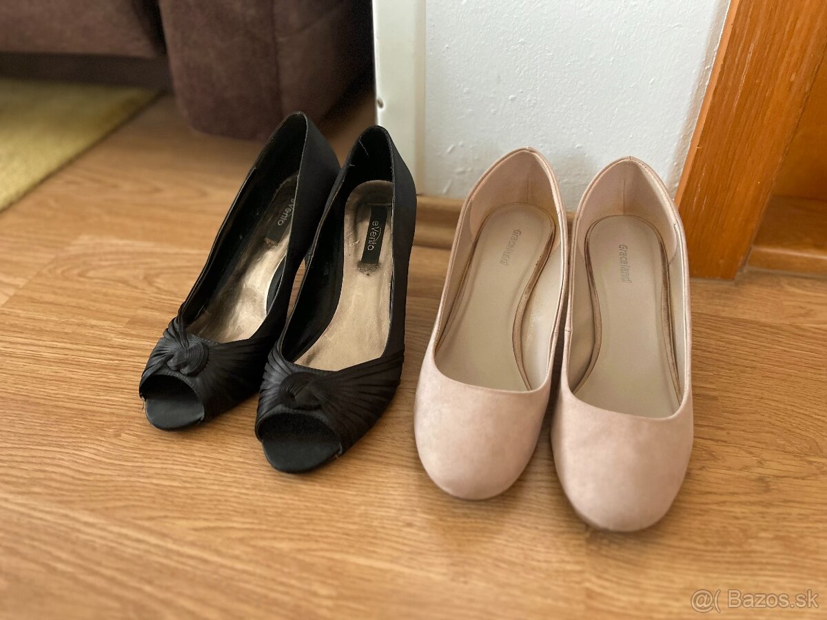 lodičky - krémové a čierne č. 38 - 2