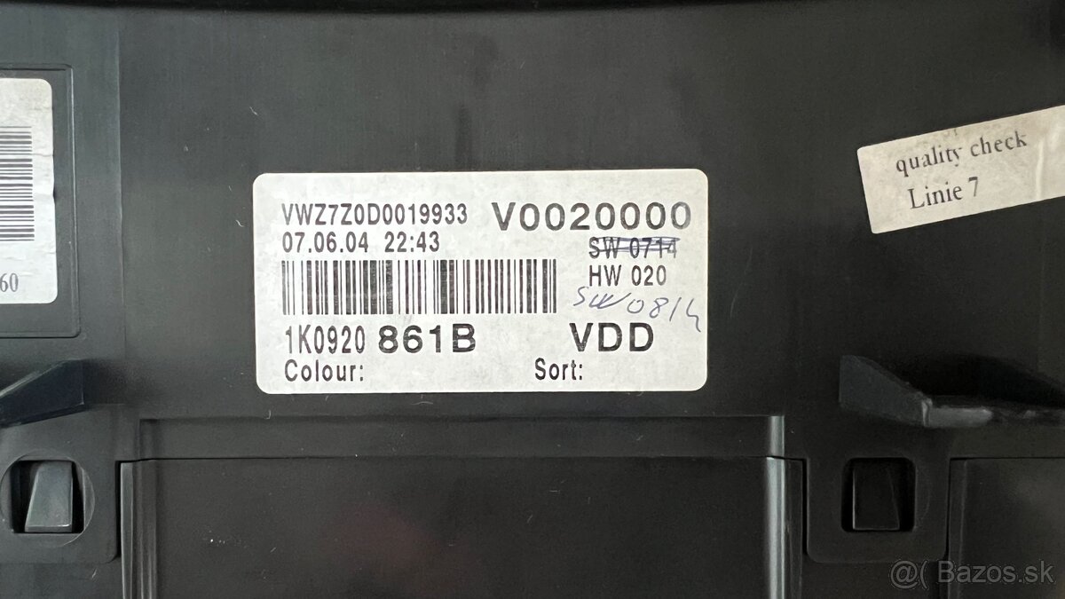 Budíky VW Golf 5 polodot - 2