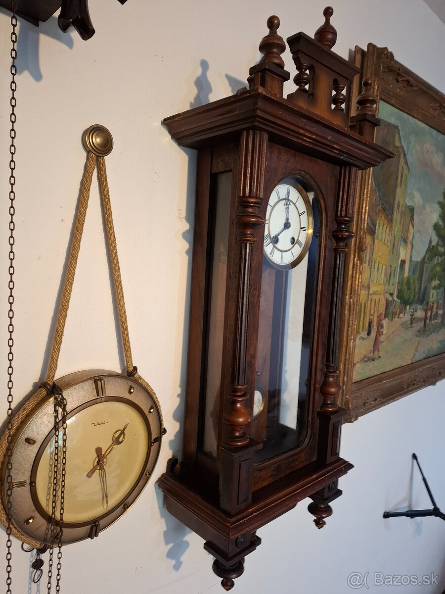 Predám funkčné starožitné polbicie nástenné hodiny Altdeutsc - 2