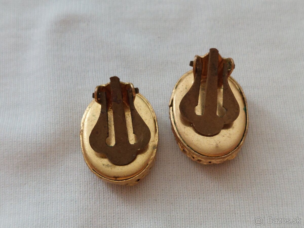 Starozitne vysivane nausnice klipsne rucna vysivka - 2