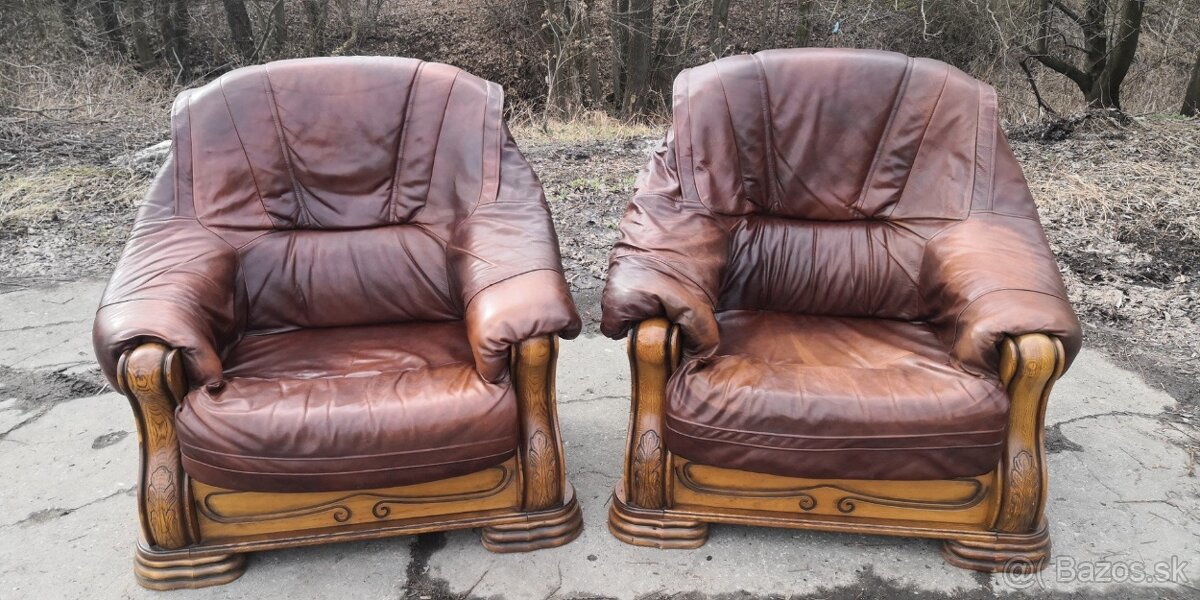 Kožené masivné rustikálne kreslá - 2