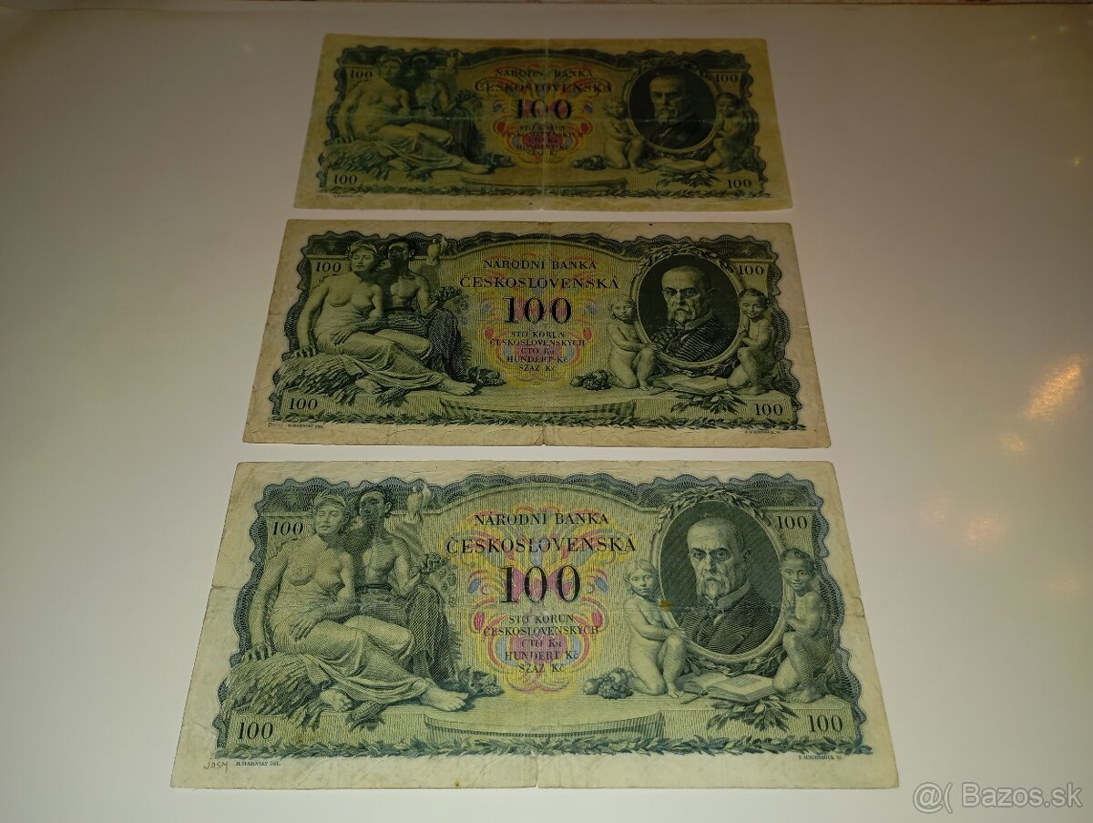 VZÁCNÉ BANKOVKY 10O KČS, 1931, JEDNOPÍSMENNÉ, NEPERFOROVANÉ - 2