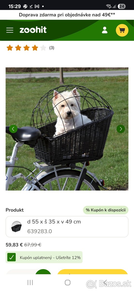 Predam kosik na bycikel pre zvieratko - 2