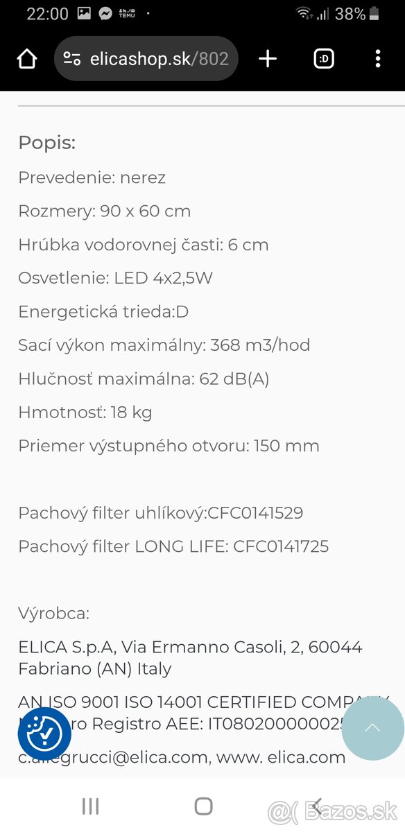 digestor Elica turboair novy - 2