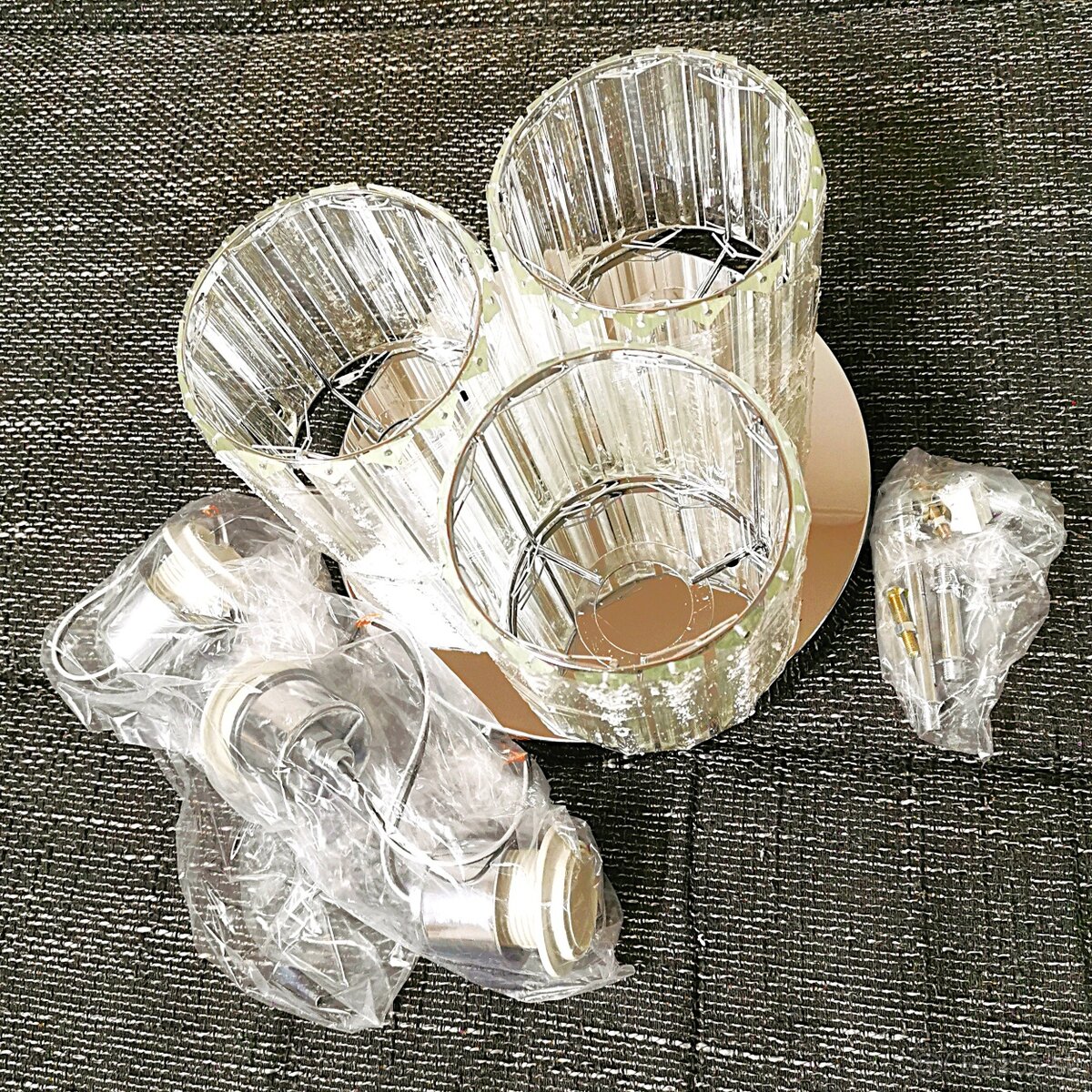 Moderný luster (3x E27, chrómová kaskáda) - 2