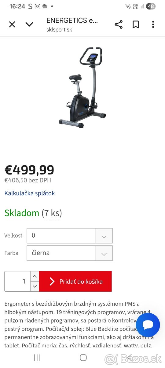 Stacionarny bycikel energetics CT680 - 2