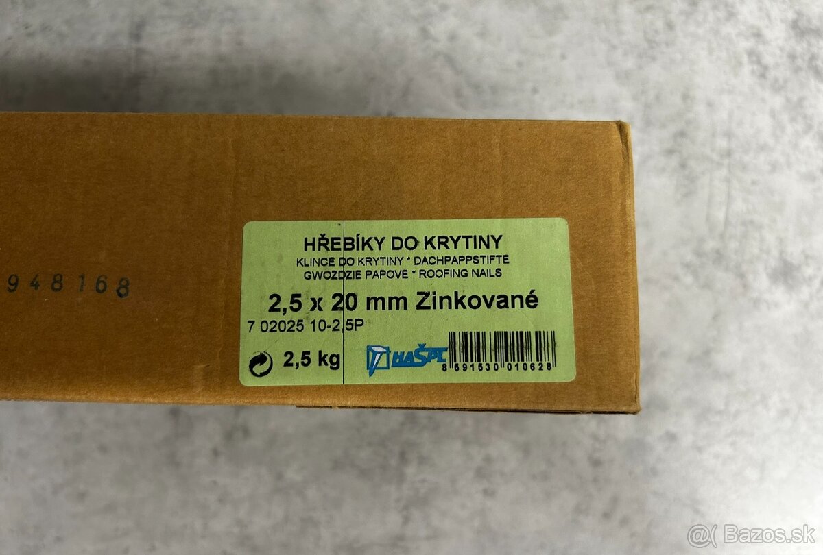 Klince do krytiny 2,5 x 20mm zinkovane - lepenkace - 2
