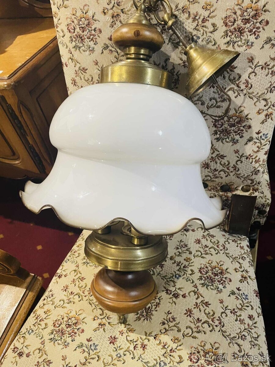 Štýlový luster, sklo, drevo, kov, d 65 cm, priemer 39 cm - 2