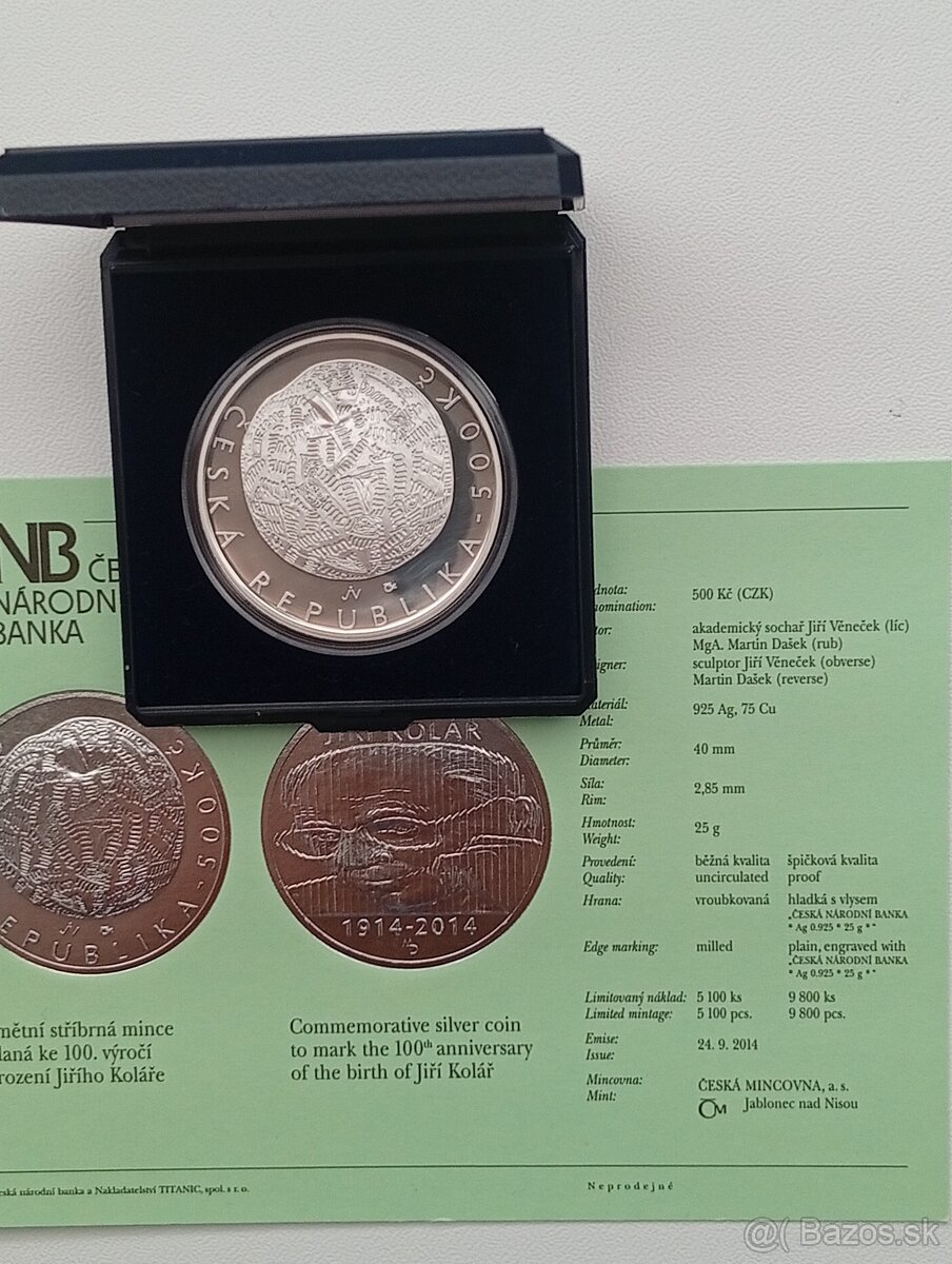 Strieborné mince 500 KČ Proof - 2