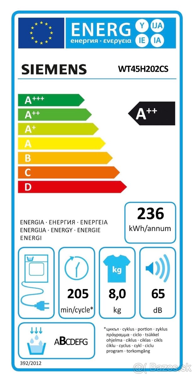 Predám sušičku SIEMENS WT45H202CS iQ300 - 2