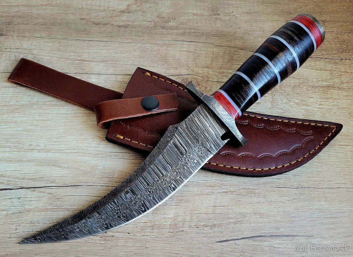 velký lovecký Damaškový nôž CLAW 30,5 cm s koženým pouzdrem - 2