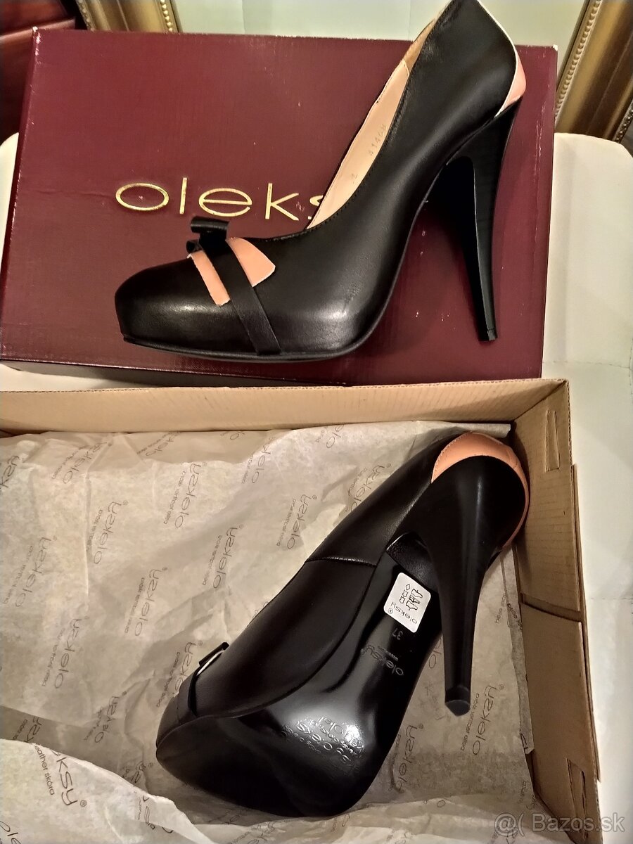 NOVÉ kožené čierne lodičky veľ. 36 (osobný odber) - 2