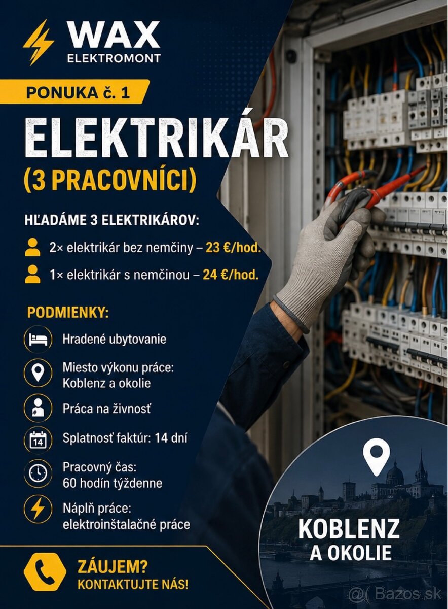 Pracovná ponuka elektrikár - 2