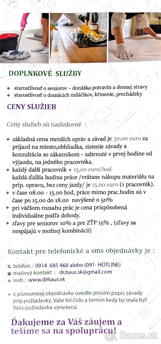 hodinovy manžel - majster - servis domacností - 2