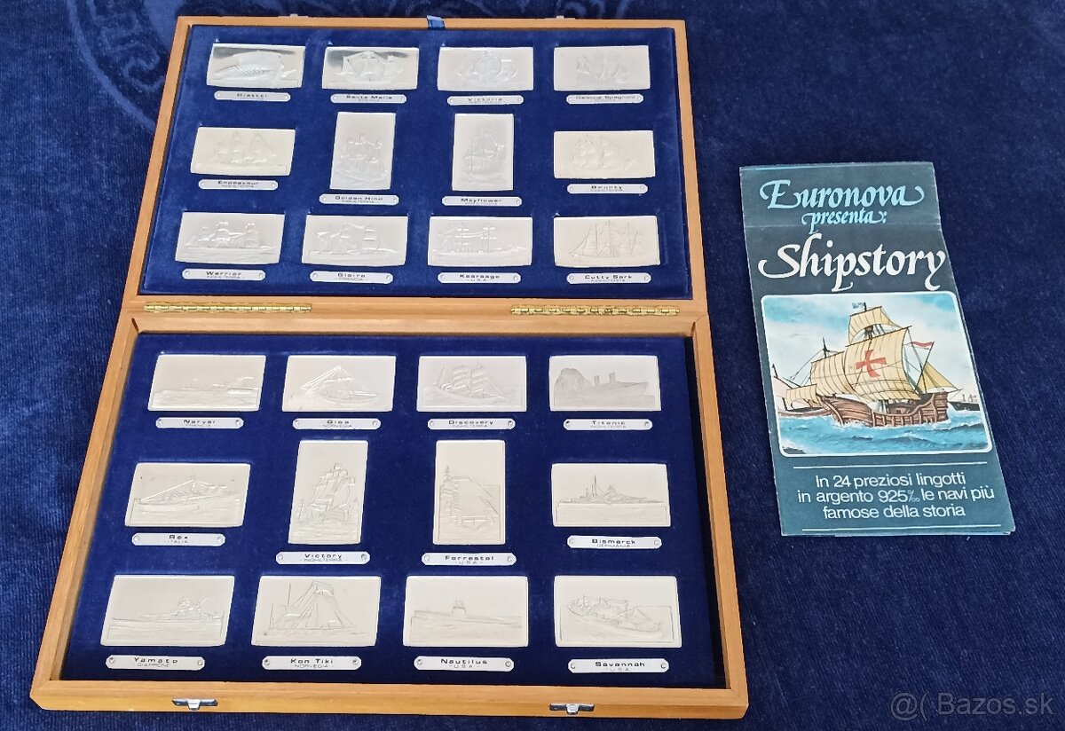 Investičné striebro-tehličky-sada Slávne lode-70te roky-962g - 2