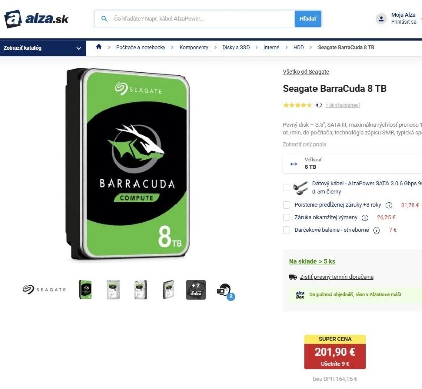 8 /6 /4 2/ TB Seagate Barracuda, Nepoužitý - Fólia - Záruka - 2