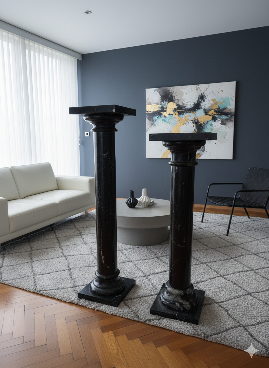 Pár starožitných mramorových stojanov - 2