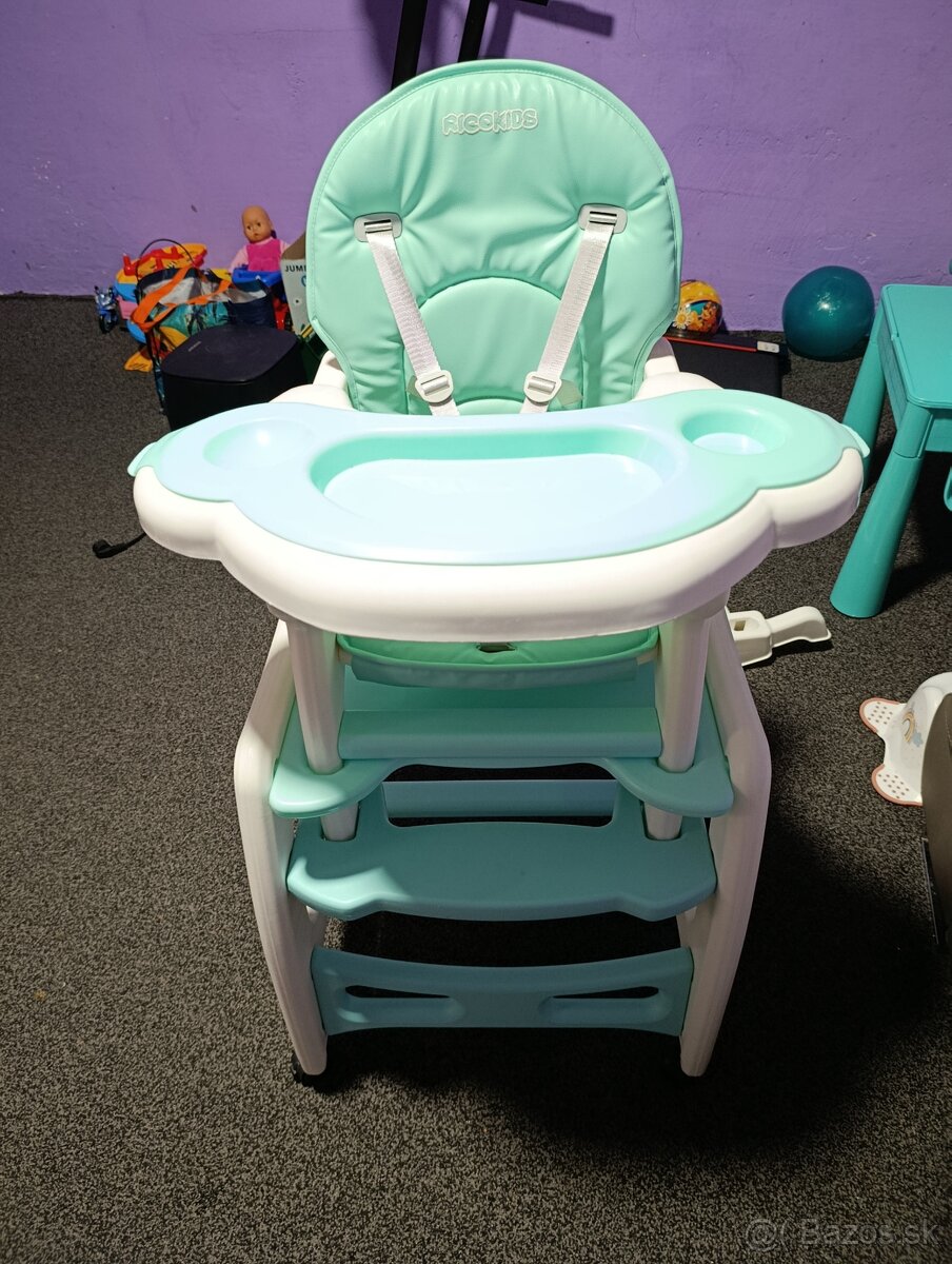 Detská jedálenská stolička tyrkysová - 2