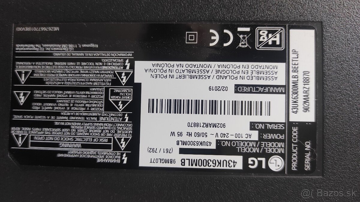 Predám plne funkčné náhradné diely na TV LG 43UK6300 - 2