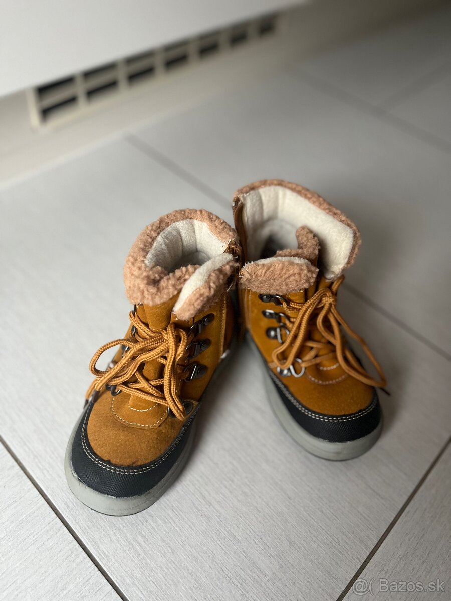 Detske teple zimne topanky 25 -na zips horcicova/hneda farba - 2