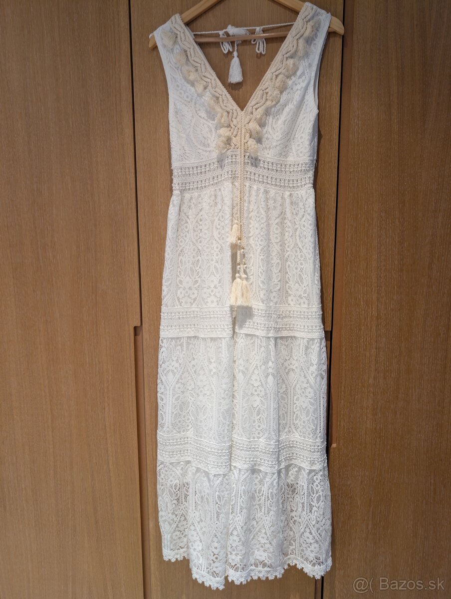 Boho biele maxi šaty - 2