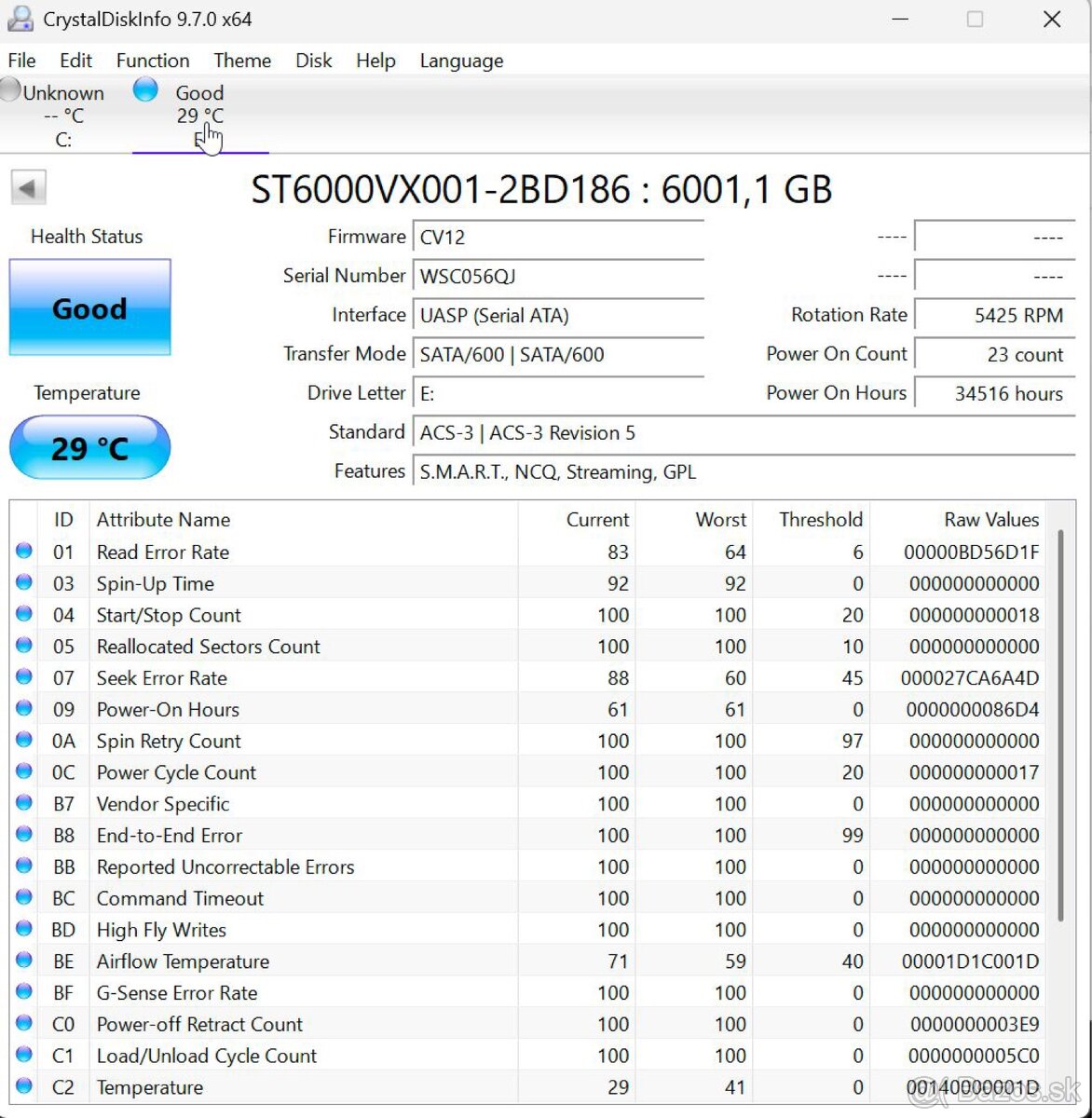 Seagate Skyhawk 6TB 3,5" 5400rpm - /56QJ/ - 2