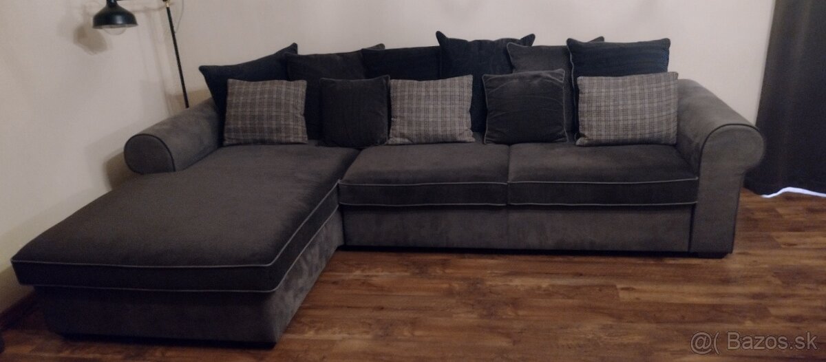 Rozkladacia Sedacia súprava rohová,tvár L sivá - 2