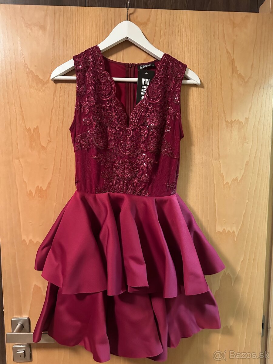Spoločenské šaty krátke bordové xs - 2