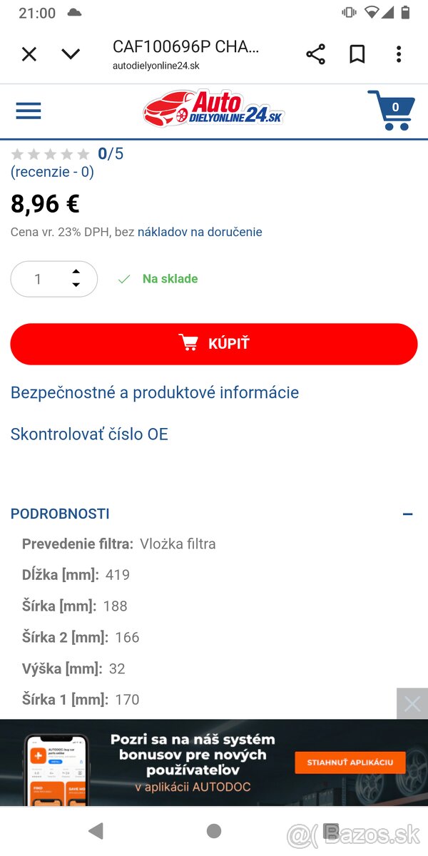 vzduchový filter champion - 2