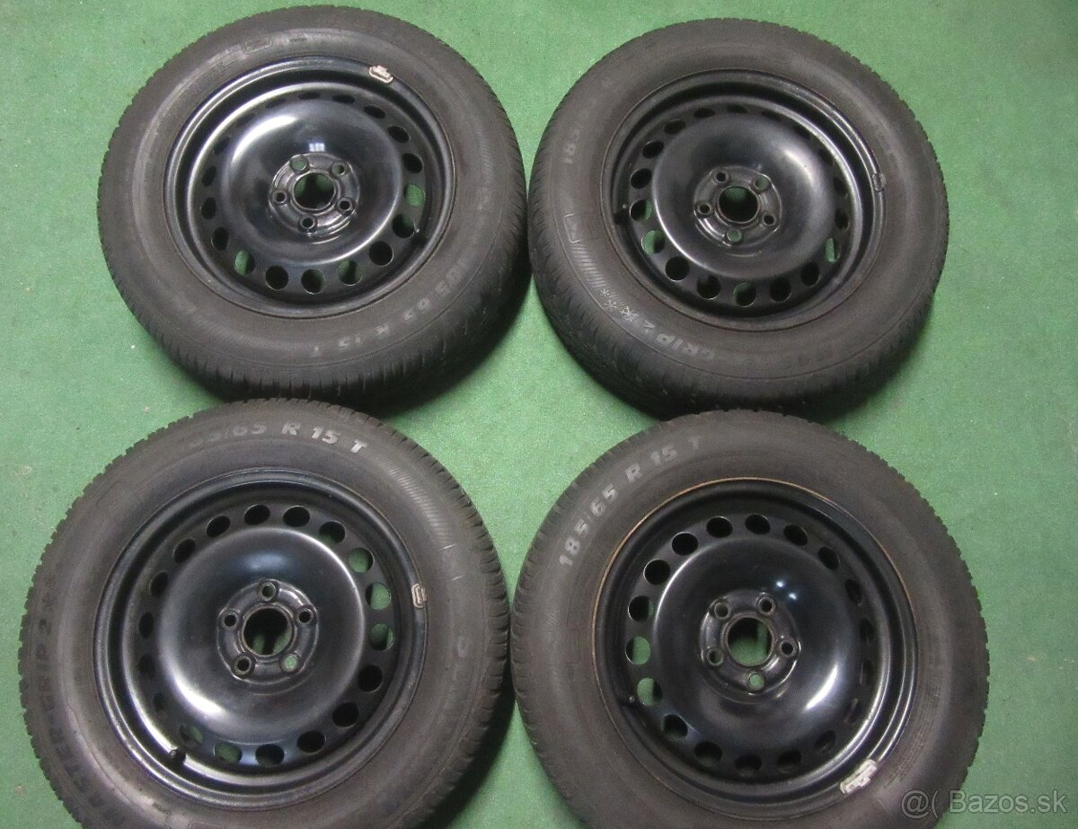 R15 zimná sada VW POLO 5x100 5,5x15 ET40 185/65R15 semperit - 2