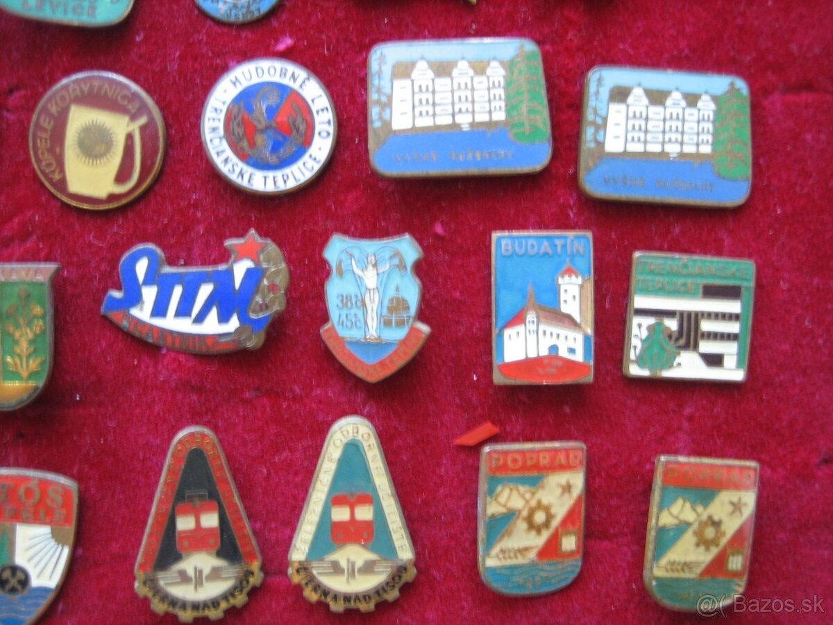 staré odznaky Slovensko miestopis mestá obce. - 2