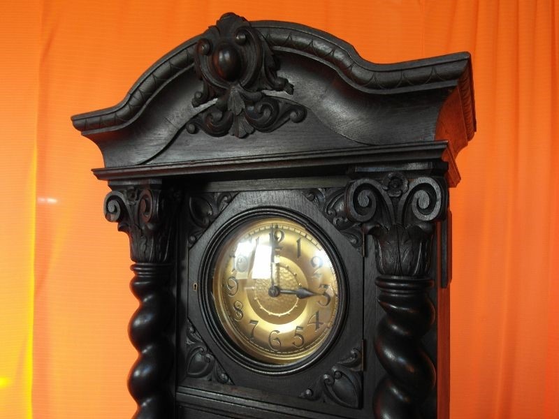 Vyrezávané drevené starožitné podlahové barokové hodiny - 2