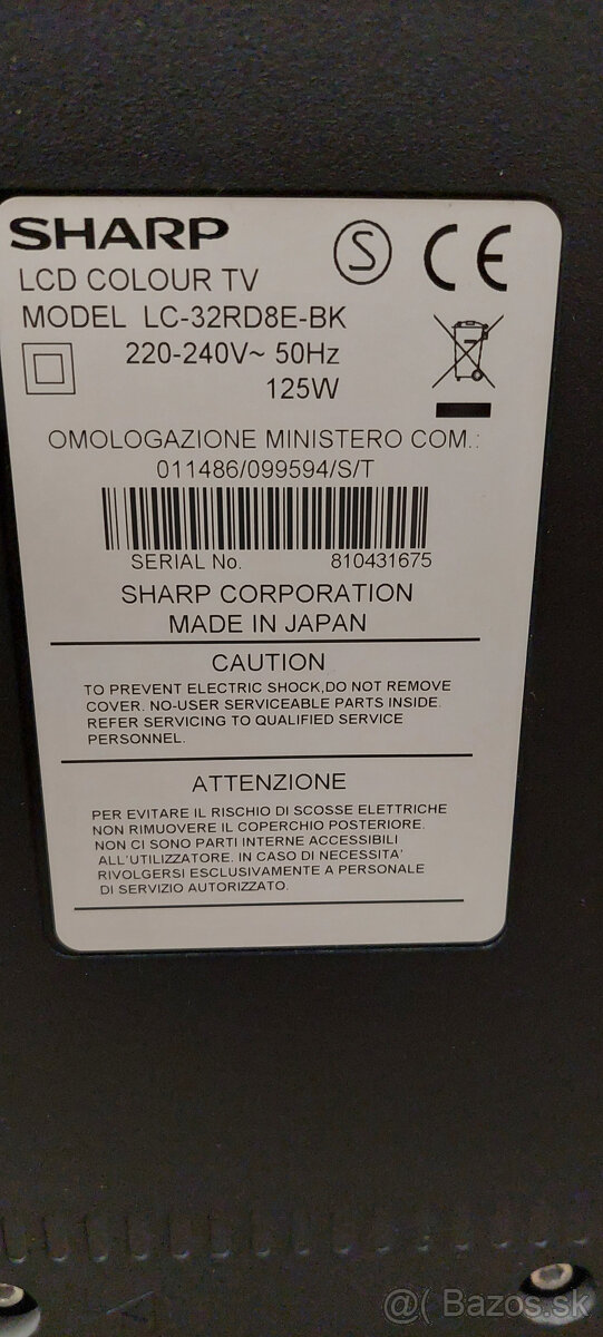 Predám TV Sharp málo používaný LCD 120 Hz - 35,- EUR - 2