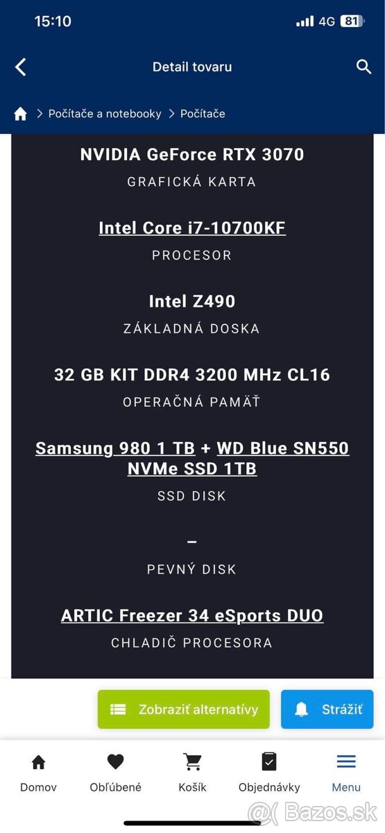 🖥️ Herný PC RTX 3070 – 32GB RAM – i7 + MSI príslušenstvo - 2
