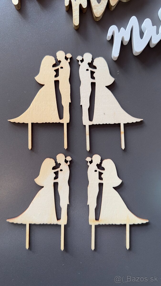 Svadobná výzdoba Drevené zápichy a nápisy - 2