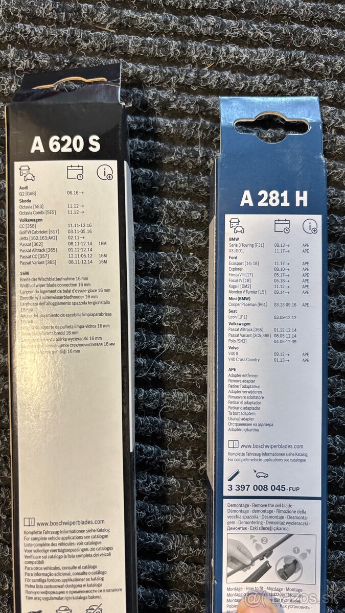 Predám stierače Bosch A620s, Bosch A281H - 2