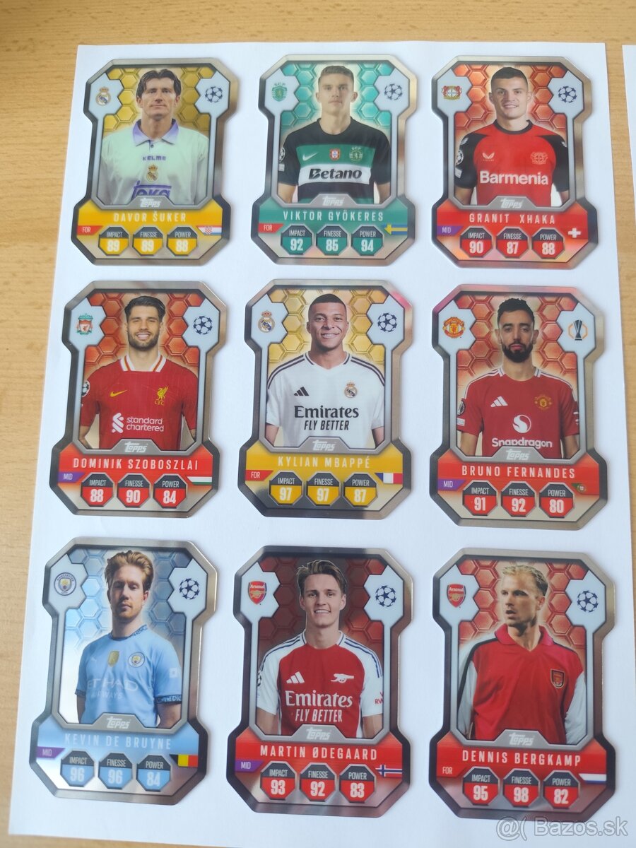 Chrome shield topps match attax 24/25 kartičky celý set 1-18 - 2