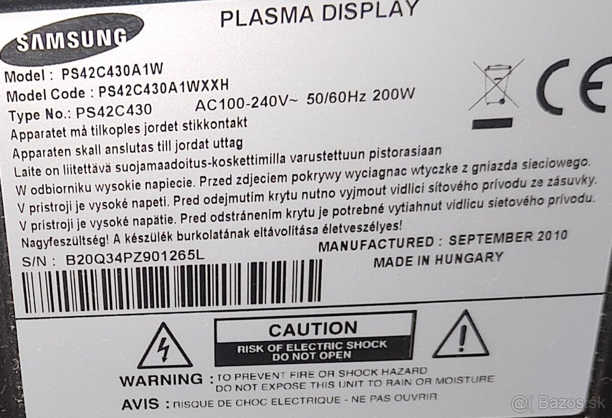 SAMSUNG plazma 107cm (42") - 2