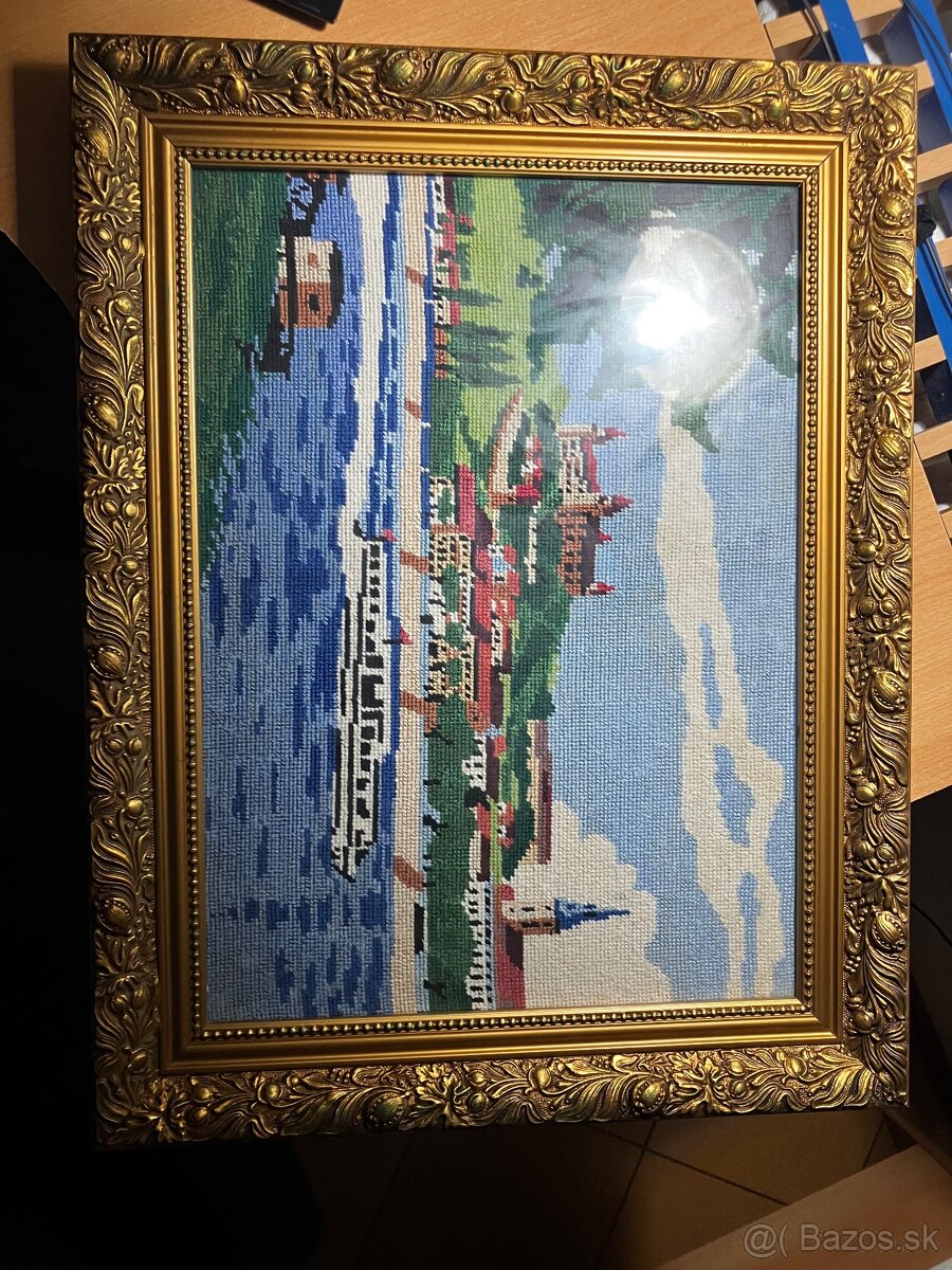 Starožitný vyšívaný obraz - 2