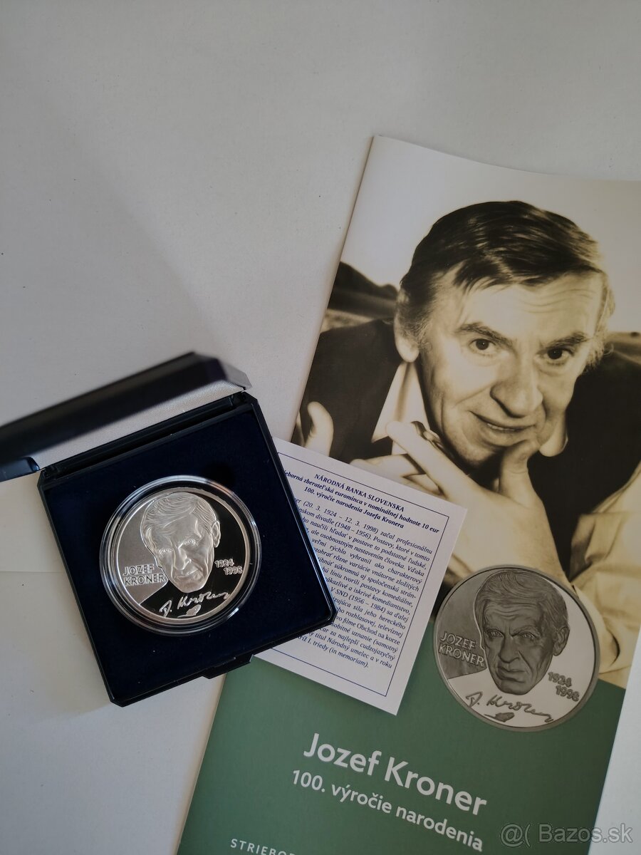 10 EURO - Jozef Kroner - 100. výročie narodenia PROOF - 2
