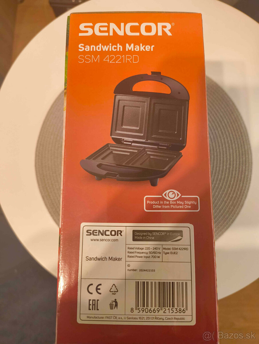NOVÝ sendvičovač SENCOR SSM 4221RD (červený) - 2