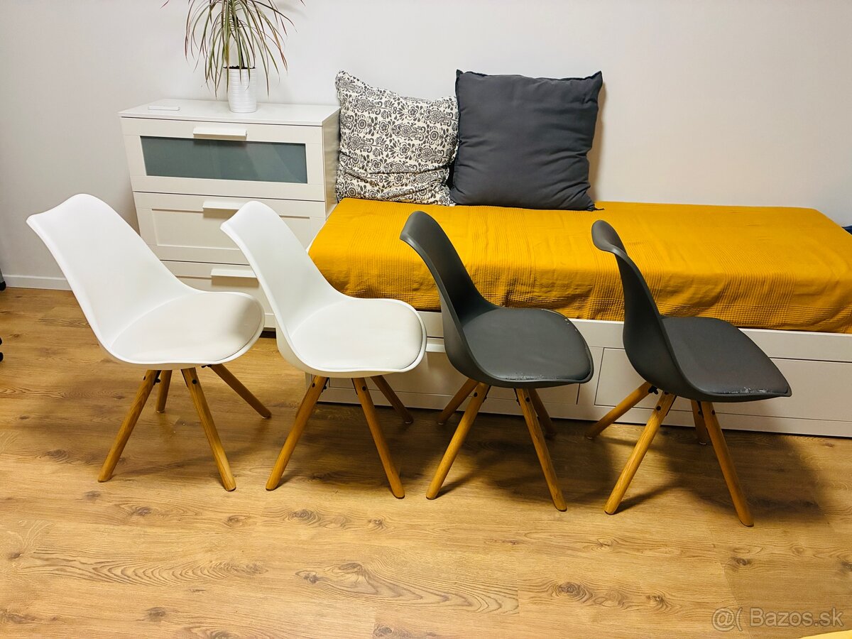 Jedálenské stoličky 4ks - biela, šedá - 2