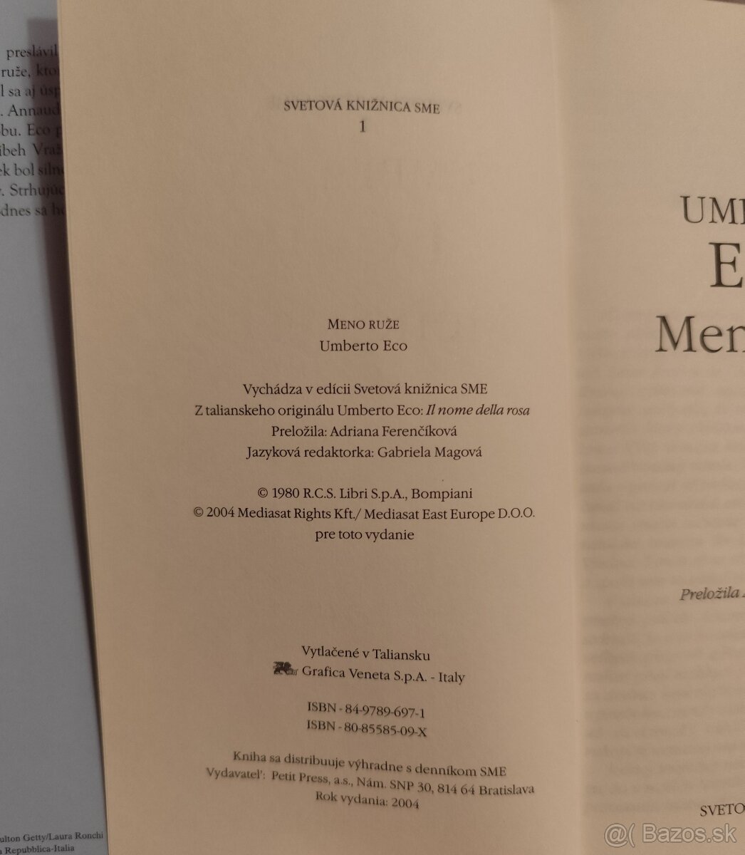Meno ruže - Eco Umberto - 2