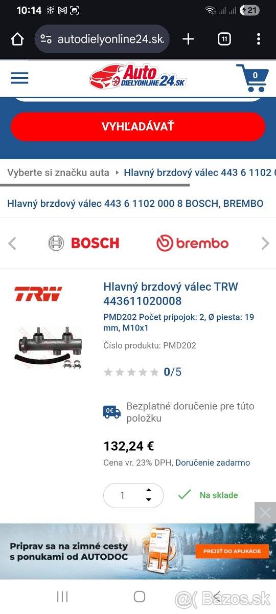 Hlavný brzdový valec SKODA - 2