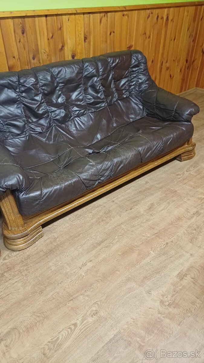 sedačka kožena dreveny rám - 2