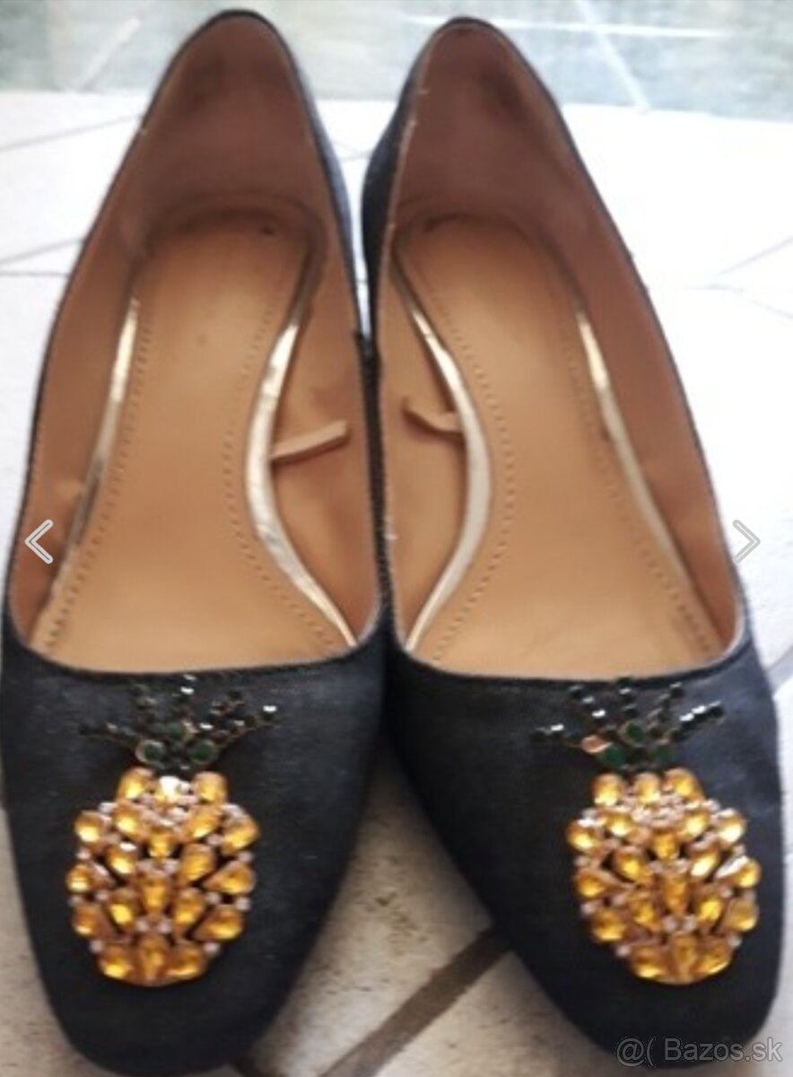 Lodicky 39 Zara so sperkom riflovina a cierne lodicky 38. - 2