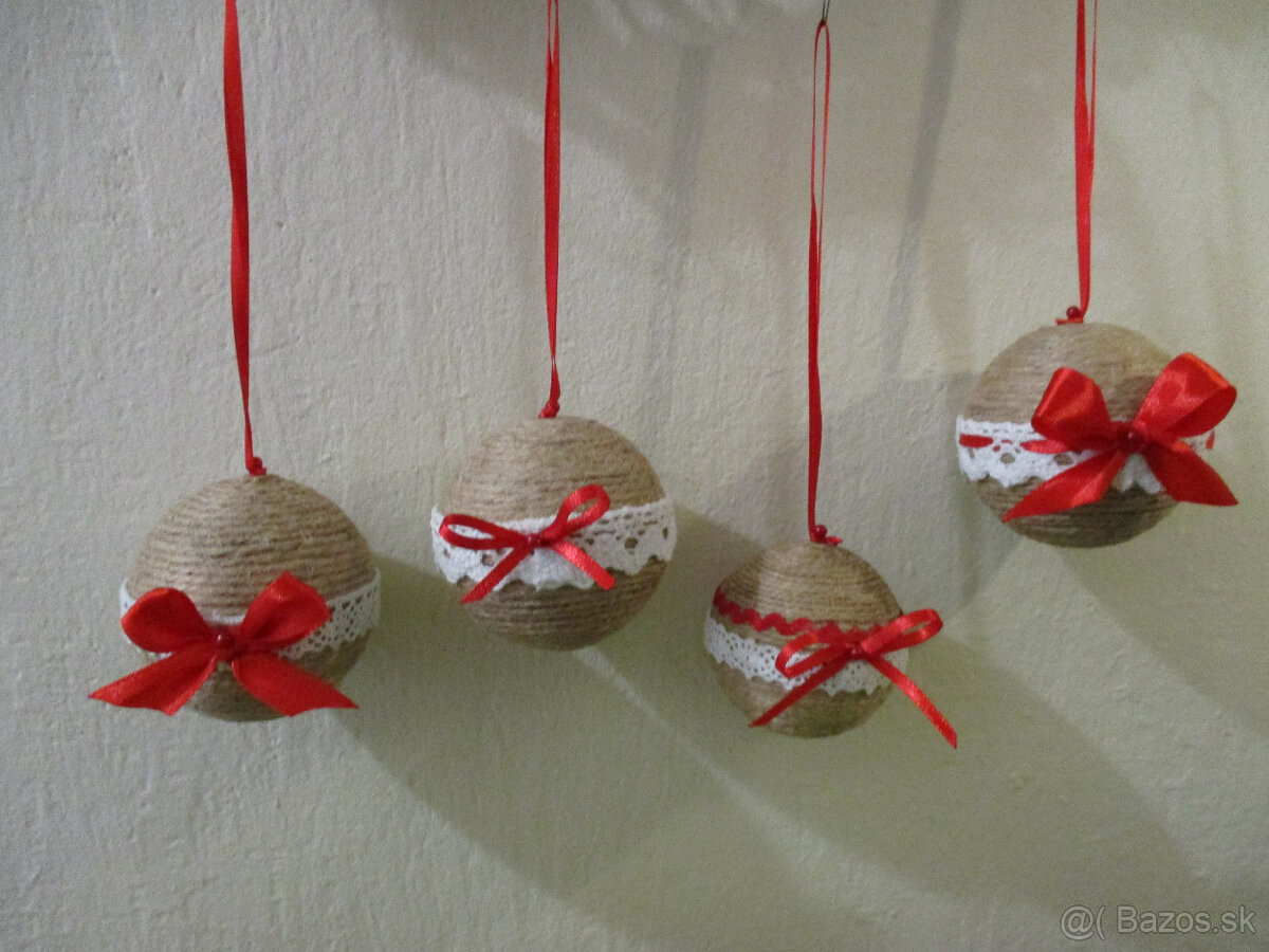 Vianočné gule jutové, menšie - 2