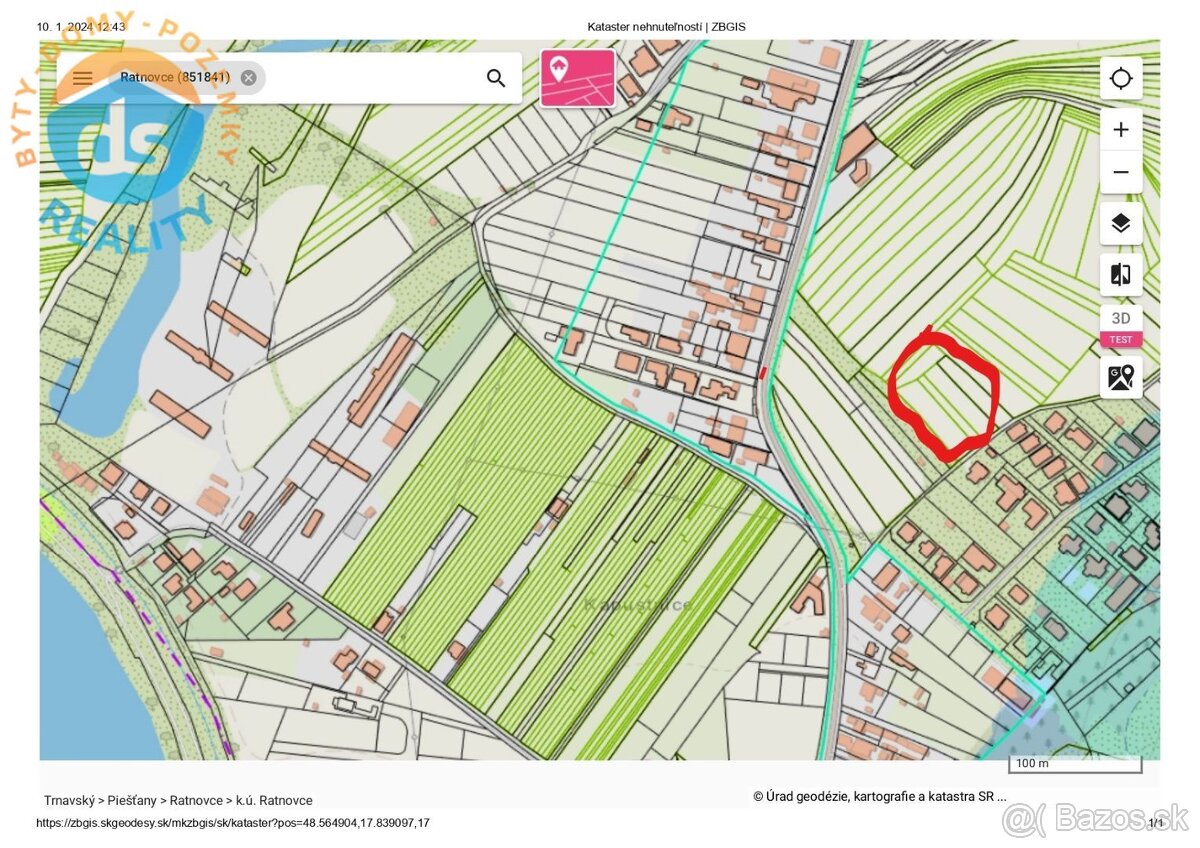 Na predaj pozemok 1.093 m2 určený podľa UPI na výstavbu rodi - 2