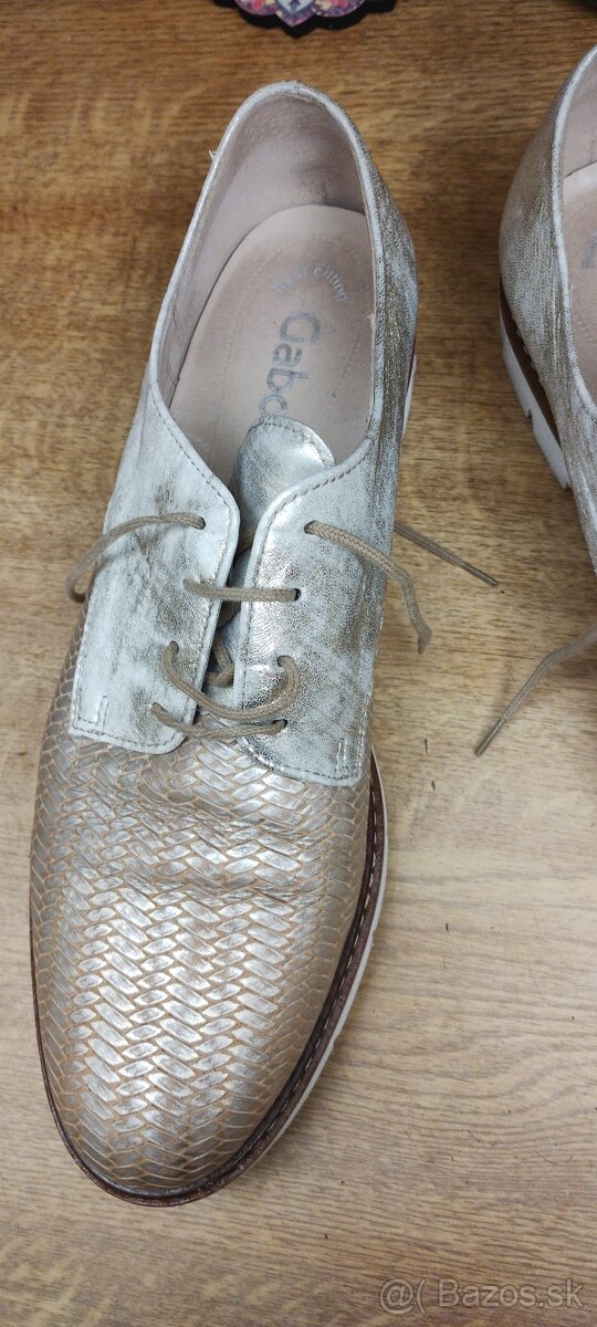 Kožené unisex poltopánky-zlato strieborné - 2